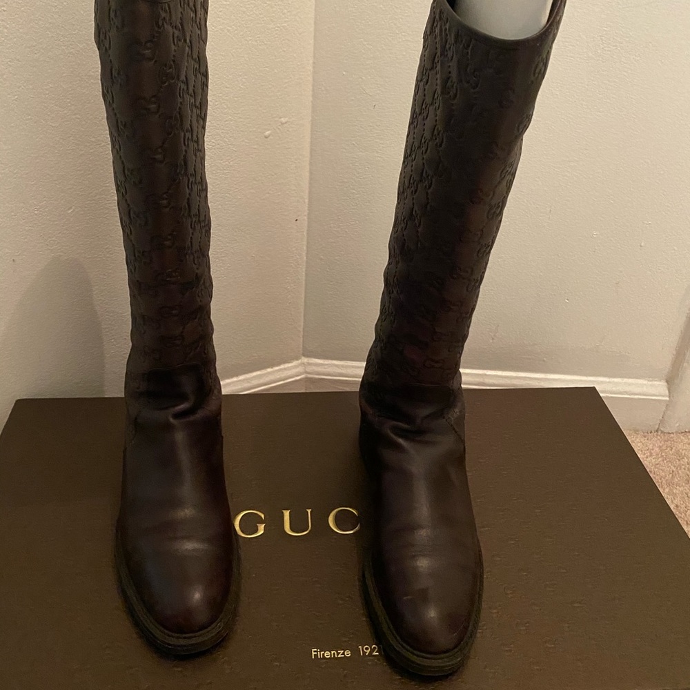 Gucci boots guccissima leather riding boots